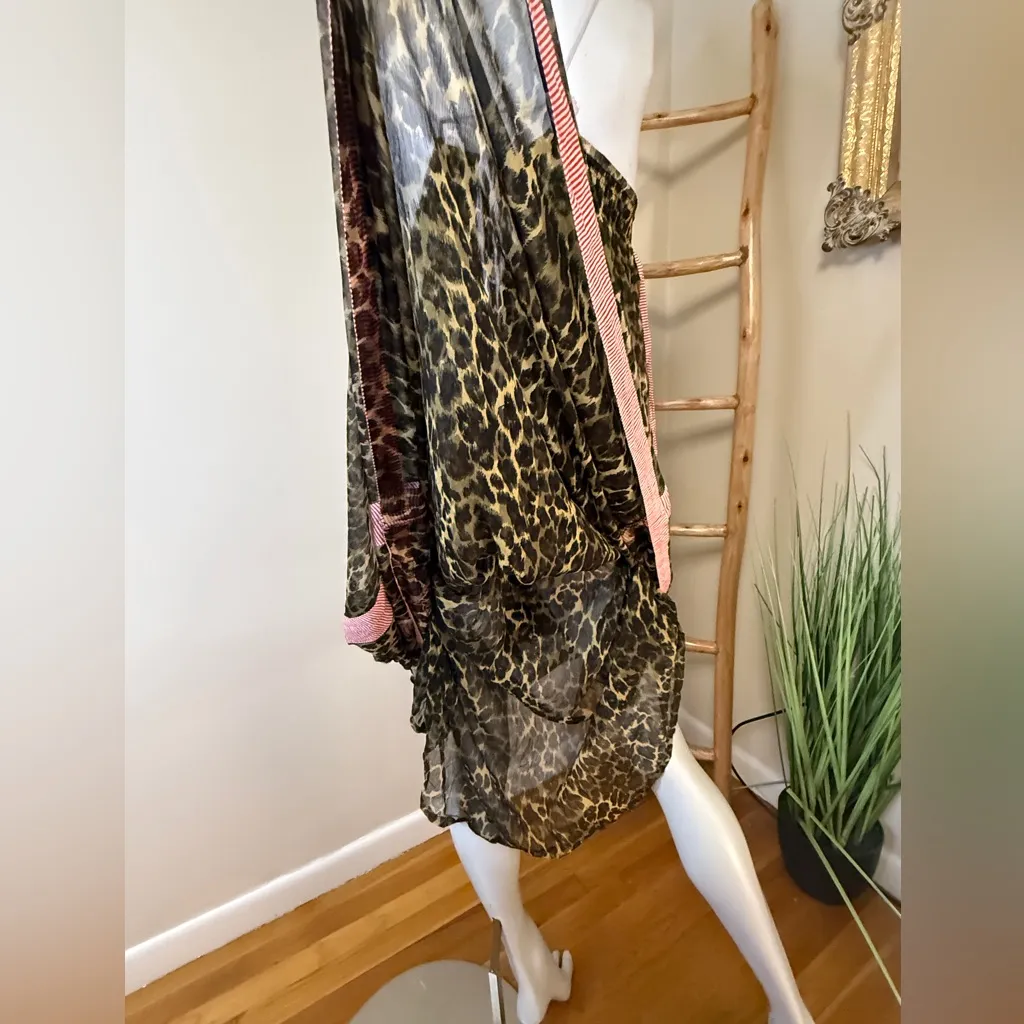 Letarte Handmade Dress Beach Cover Up M/L Animal Print Embroidered Sequins Brown Size M - Image 9