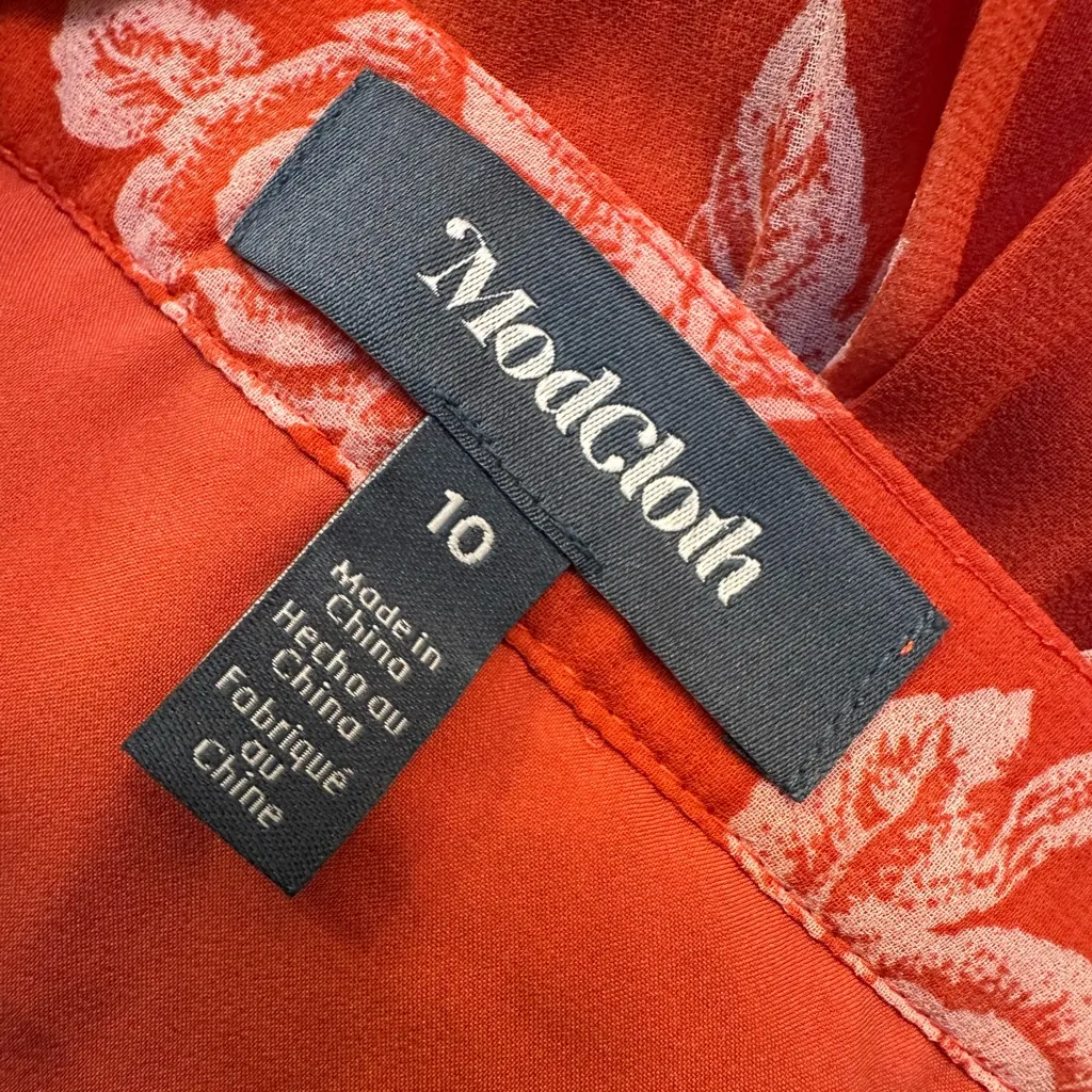 ModCloth Perfectly Posh Pleated Floral Skirt Orange Red Size 10 Medium M NWOT - Image 7