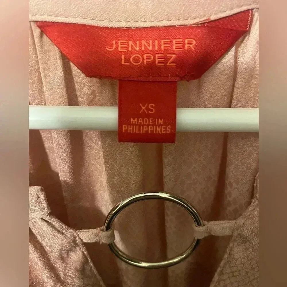 Pink Snakeskin‎ Print Pleated Long Sleeve Boho Blouse Size XS - Image 5