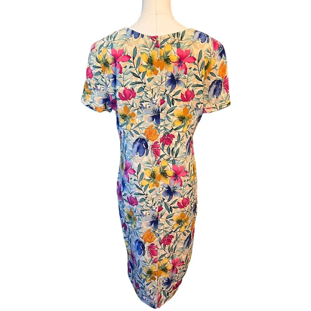 Maggy London 100% Silk Floral Vintage Dress Women’s Size 10 - Image 3