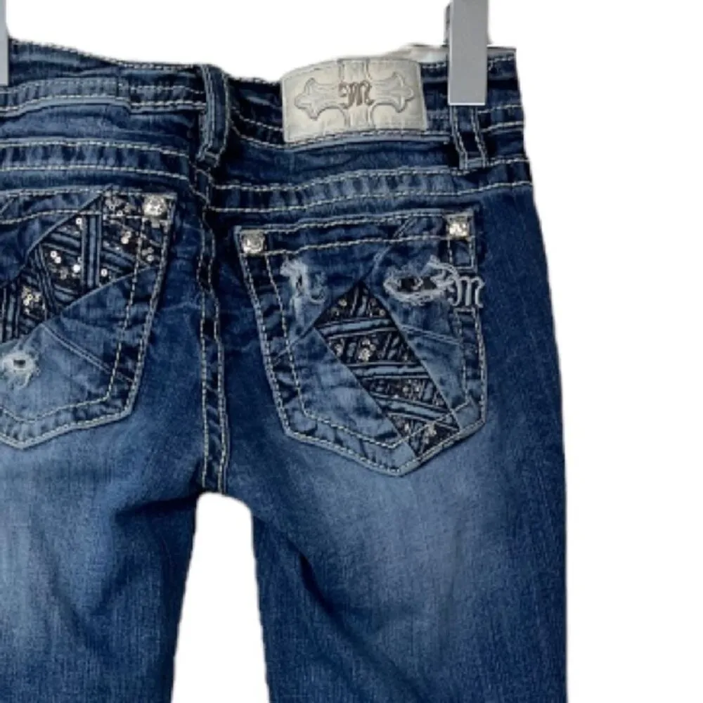 Miss Me Standard Skinny Jeans Embellished Distressed Destroyed Women’s Size 25 - Image 5
