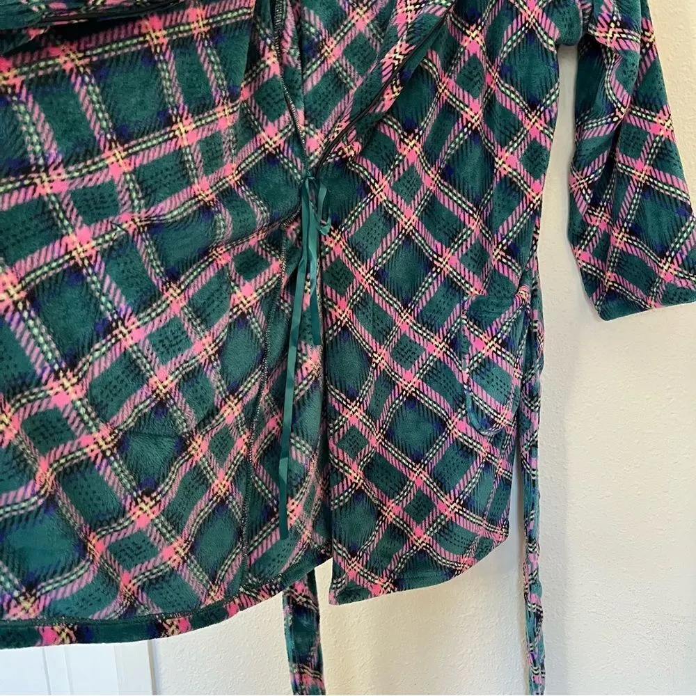 Victoria’s Secret Plaid Plush Velour Plaid Robe NEW Size M/L - Image 10