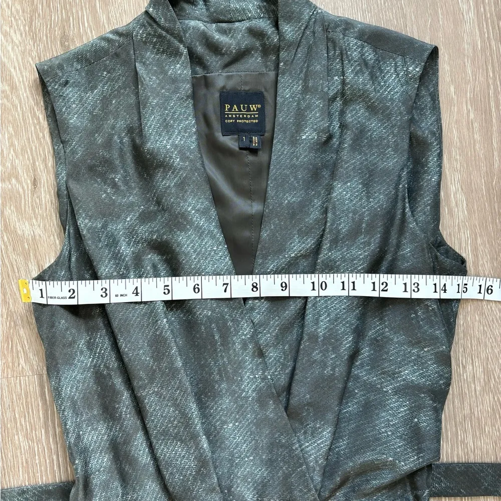 Pauw Amsterdam Dress Womens Size 1 Green Silk Belted Career City Workwear Office Blue - Image 8