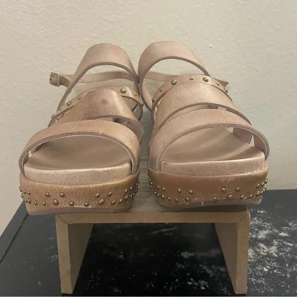 Antelope C21 Wilda Leather Platform Wedge Sandal Tan Studded Size 41 US 10 - Image 7