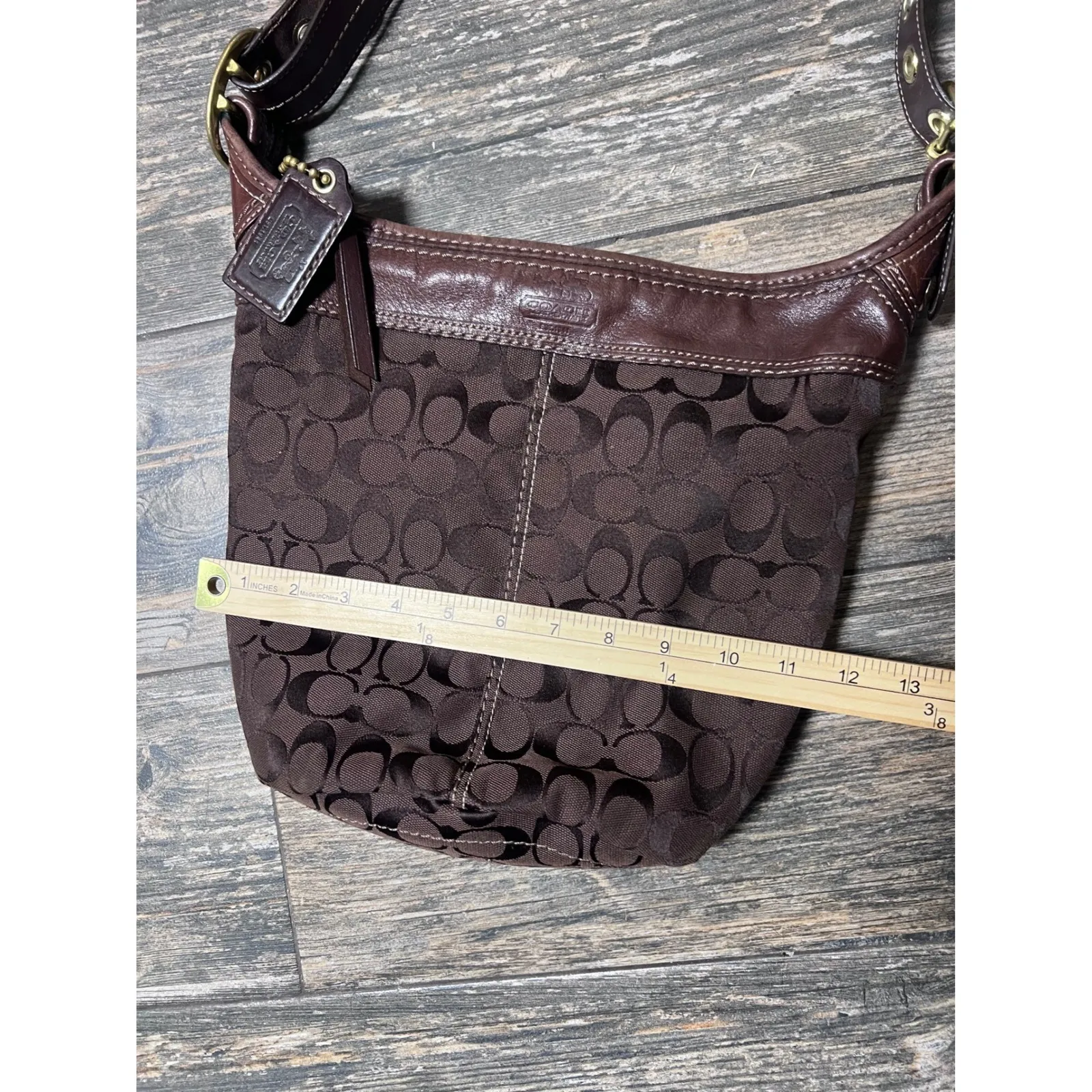 Coach Bleeker Bucket Signature C Convertible Brown Hobo Shoulder Bag 11437 Y2K - Image 10