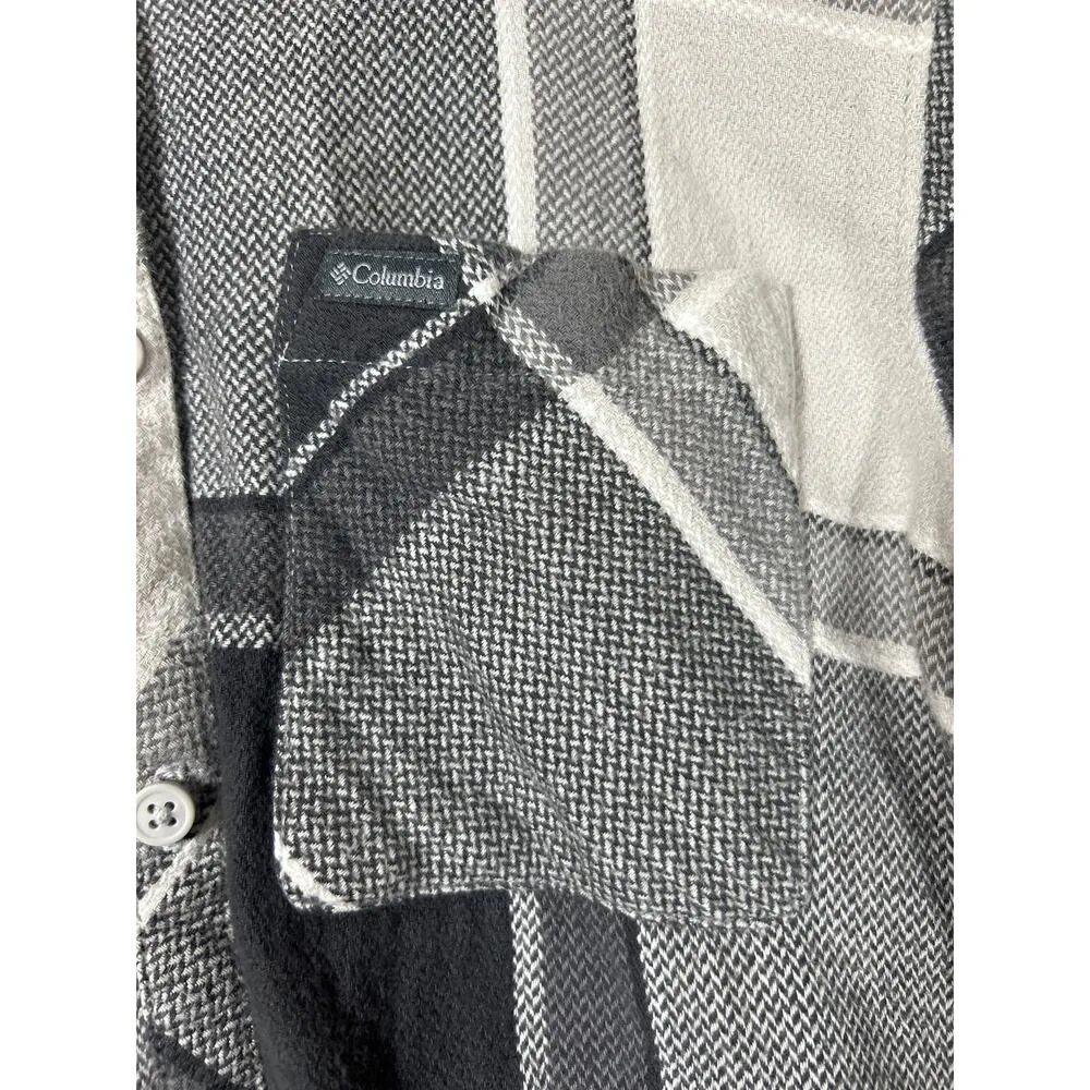 Columbia Button Up Medium Gray Plaid Flannel Cotton Gorpcore - Image 5