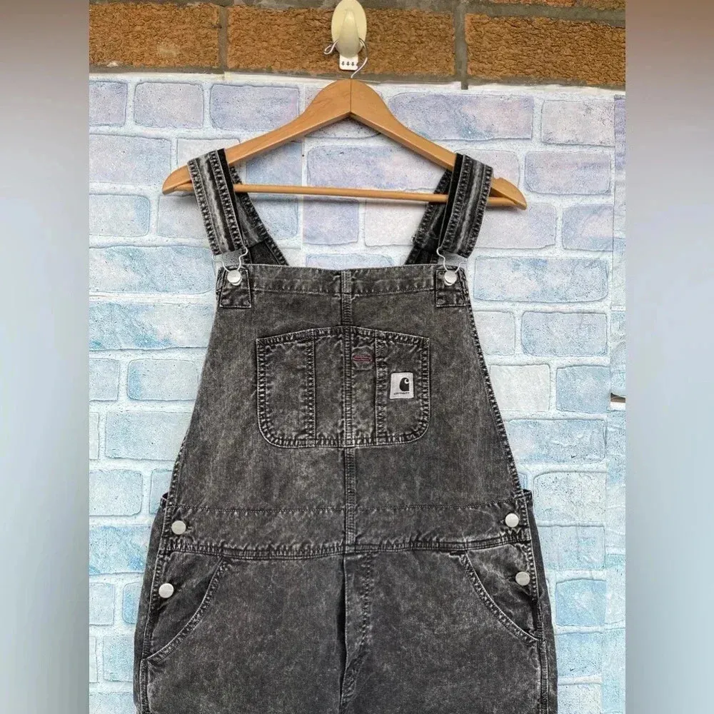 Carhartt Work In Progress acid Black Bib Double Knee Overalls large - Image 4