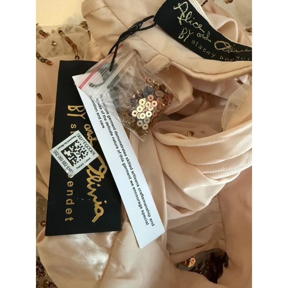 Alice + Olivia Zenon Cape Mini Dress Size 2 Pearl Blush/Rose Gold Sequin NWT - Image 13