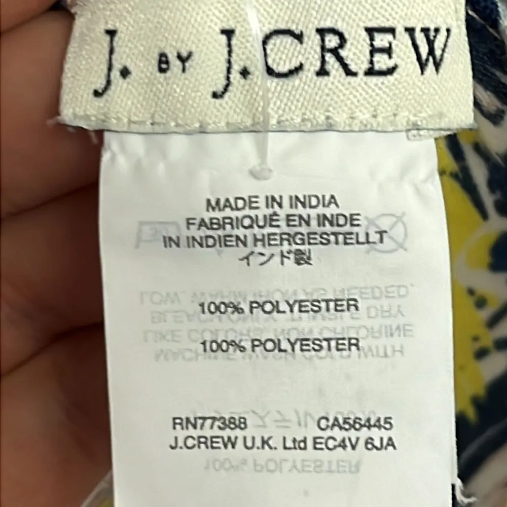 J. By J. Crew Tropical Yellow Blush Cream and Navy Wrap or Scarf with Tassels - Image 8