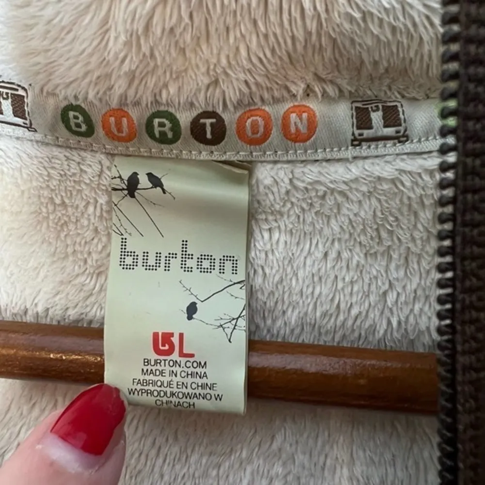 Burton women's brown fleece lined hooded jacket coat layering warm size large - Image 12