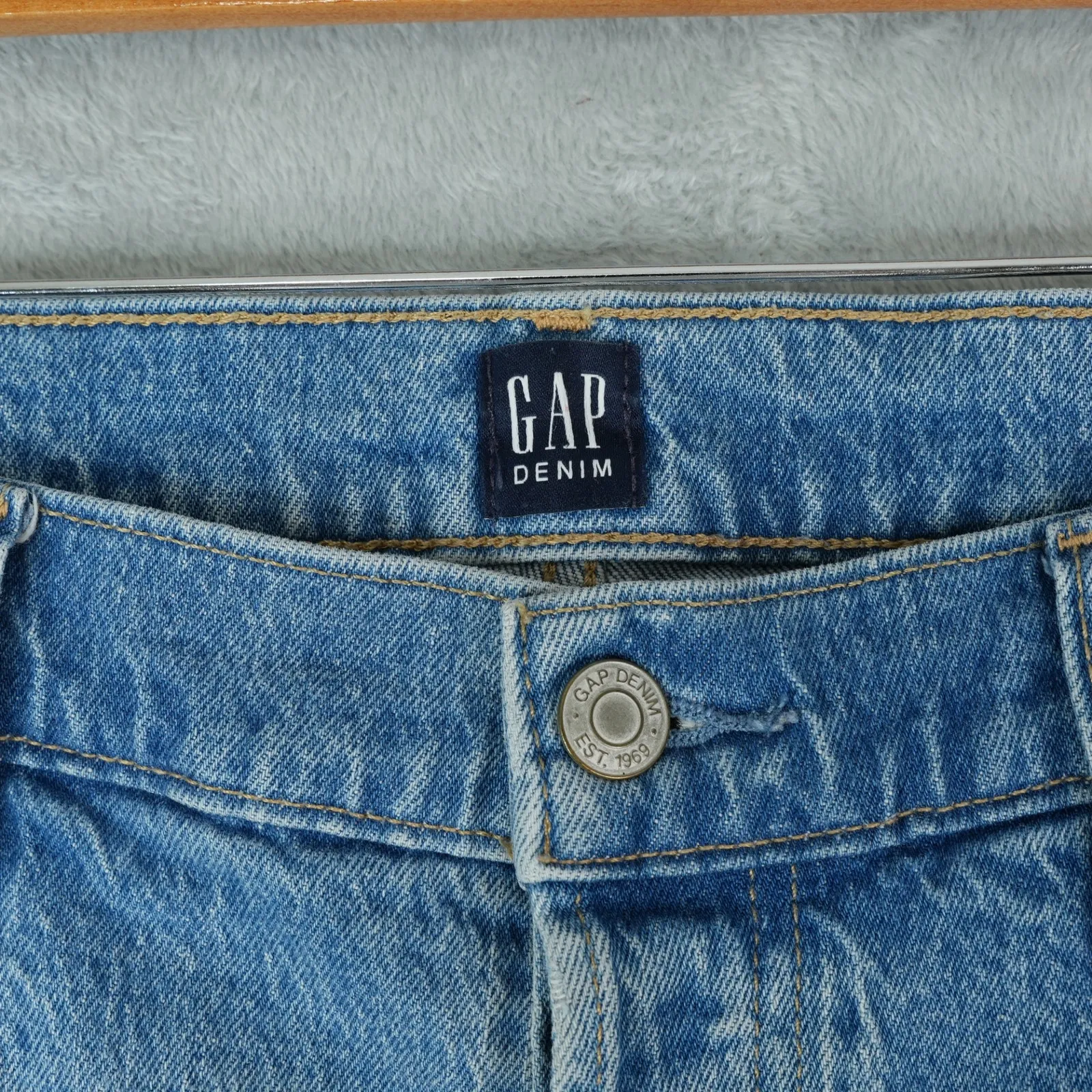Gap Jeans Womens 32x26 Blue Cropped Ankle Cheeky Straight Button Fly High Rise - Image 10