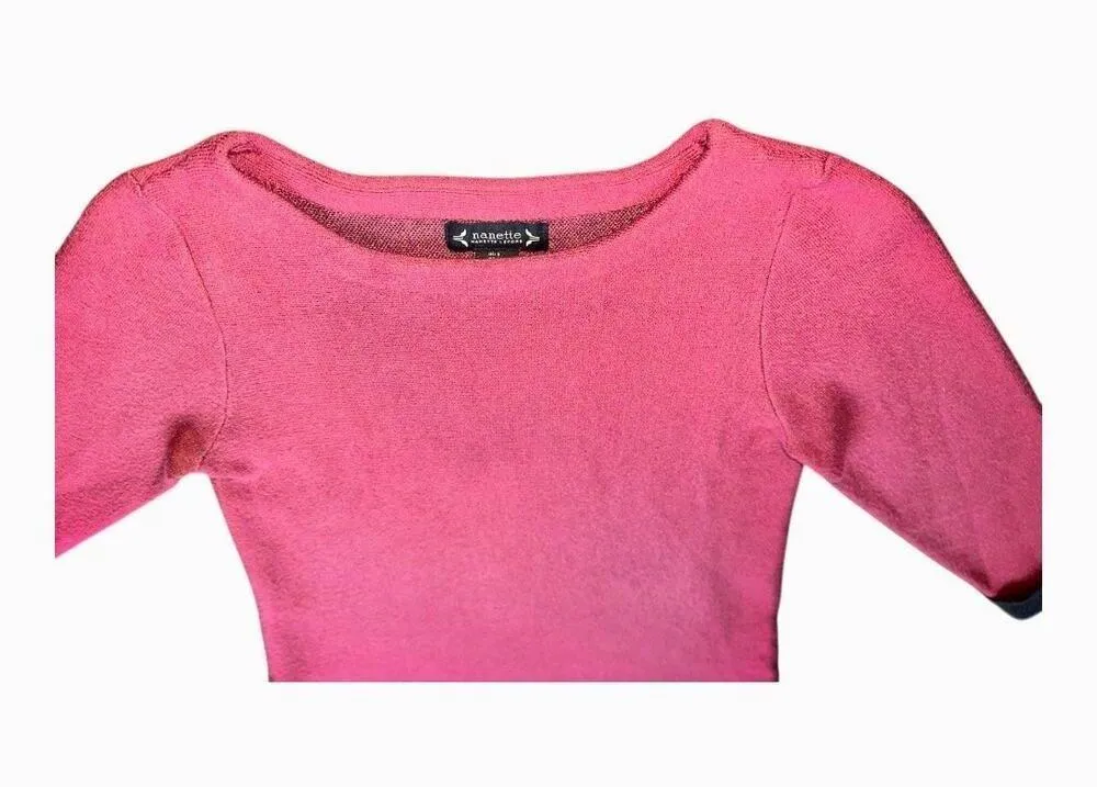 Nanette Lepore Womens Small Rouge Pink/Brick Red Wool Blend Pullover Sweater​​ - Image 3