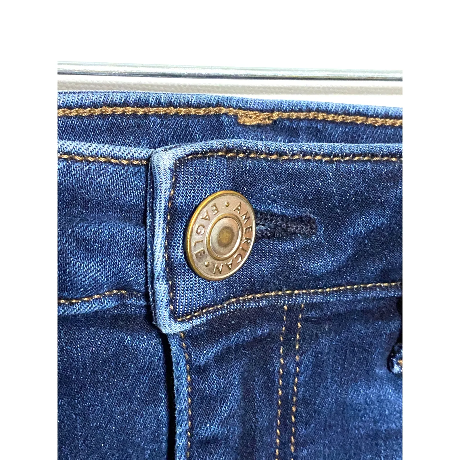 American Eagle Hi Rise Shortie Jean Shorts 4 Stretch Distressed Destoyed Raw Hem - Image 6