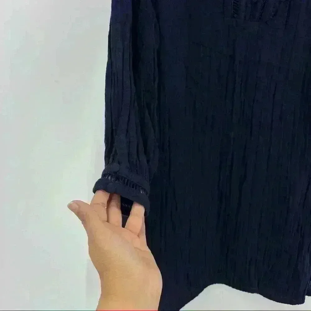 ZARA‎ Navy Lace Insert V-Neck Tunic Top Size XS - Image 10