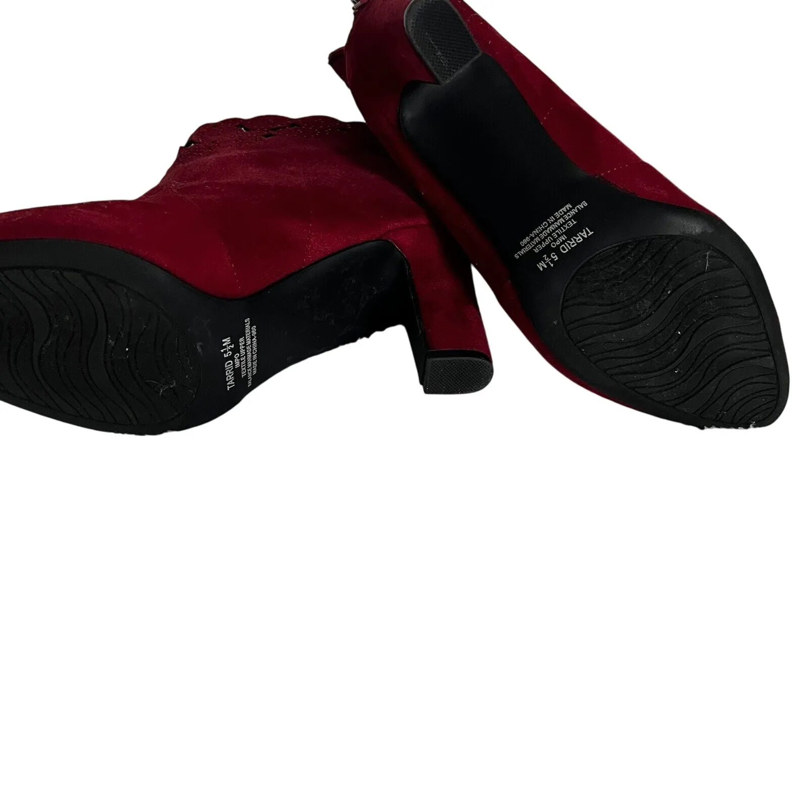 Boots Wedge Ankle Womens Size 5.5 Red Booties Shoes Suede - Image 5