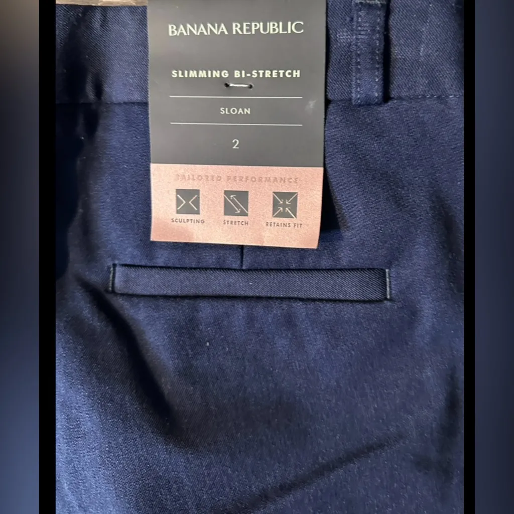 Banana Republic Sloan Blue Women's Pants  Red Stripe,‎  2 Tailored Slimming - Image 8