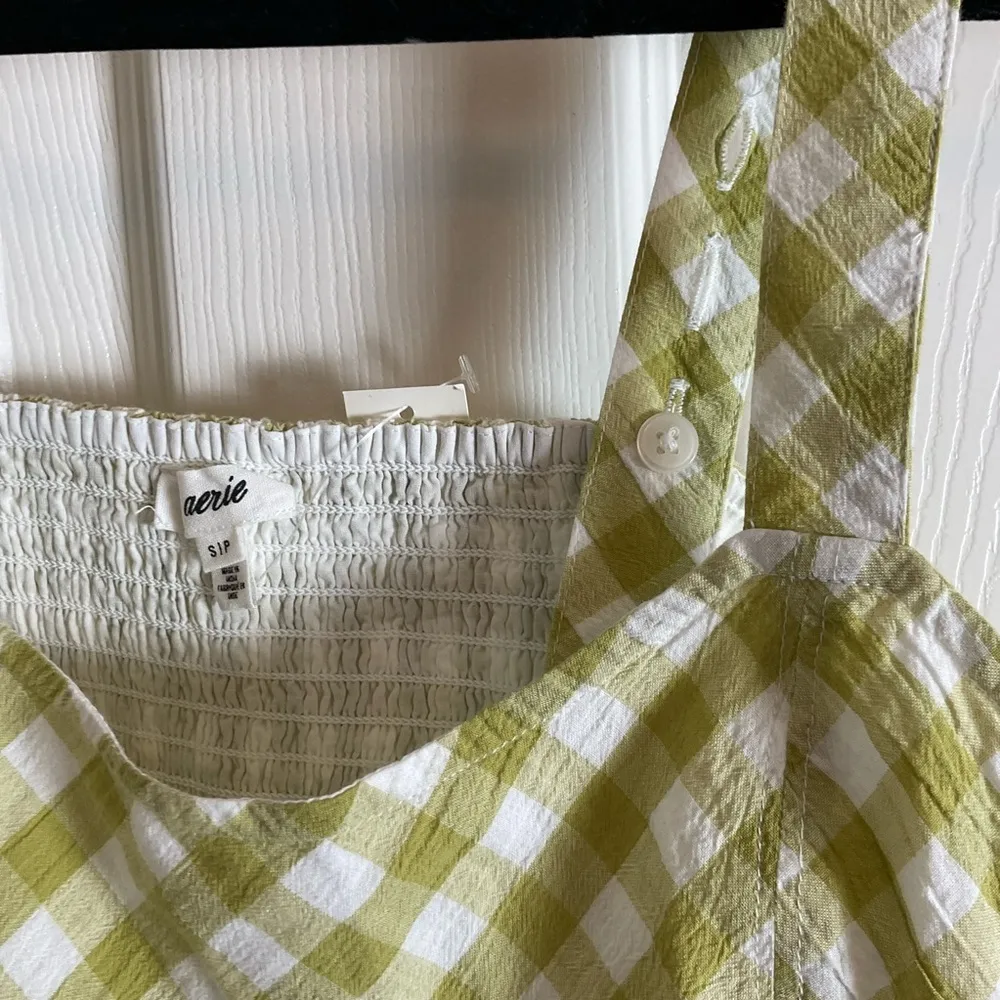 AERIE Crop Green Checkered Women's Top size small - Image 4