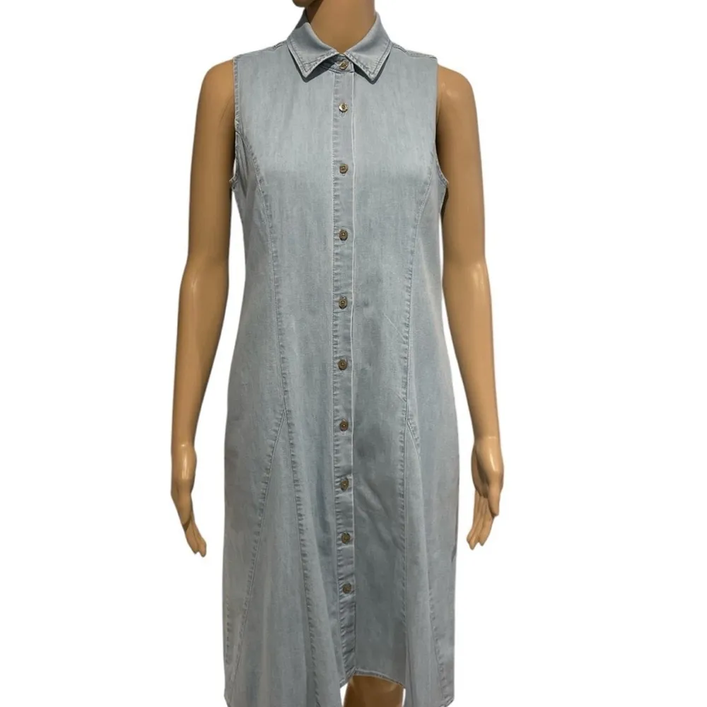 LOGO by Lori Goldstein Sleeveless Light Blue Denim Dress size XS - Image 2