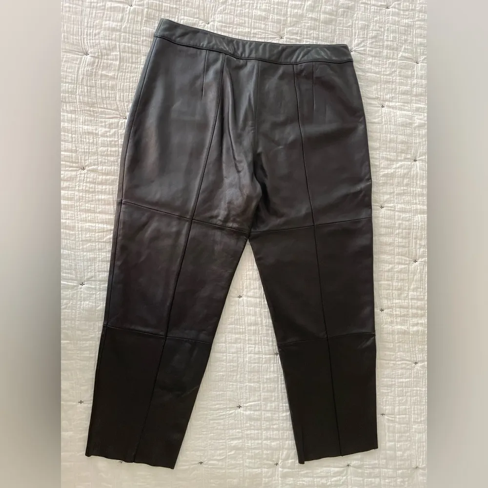 TABOR Vintage Vtg Leather High Rise Straight Leg Pant in Black Plus Size 20 - Image 4