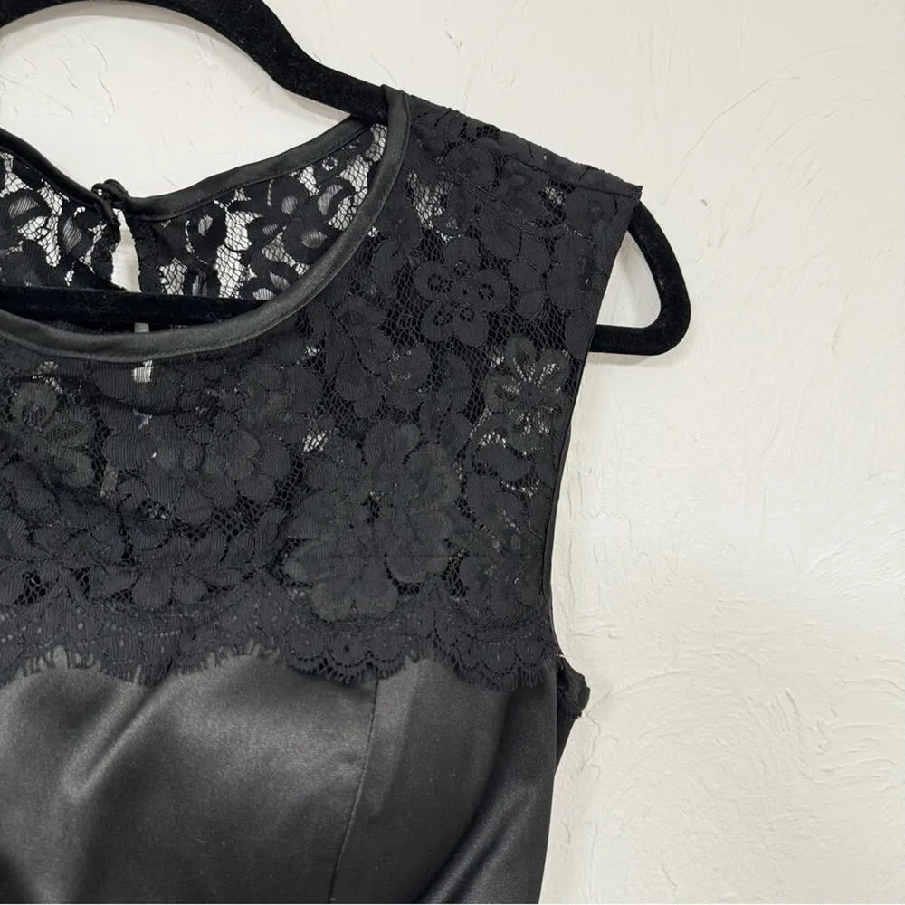 Xscape Black Lace & Satin Ruched Formal Mini Dress Womens 4 Cocktail Party - Image 4