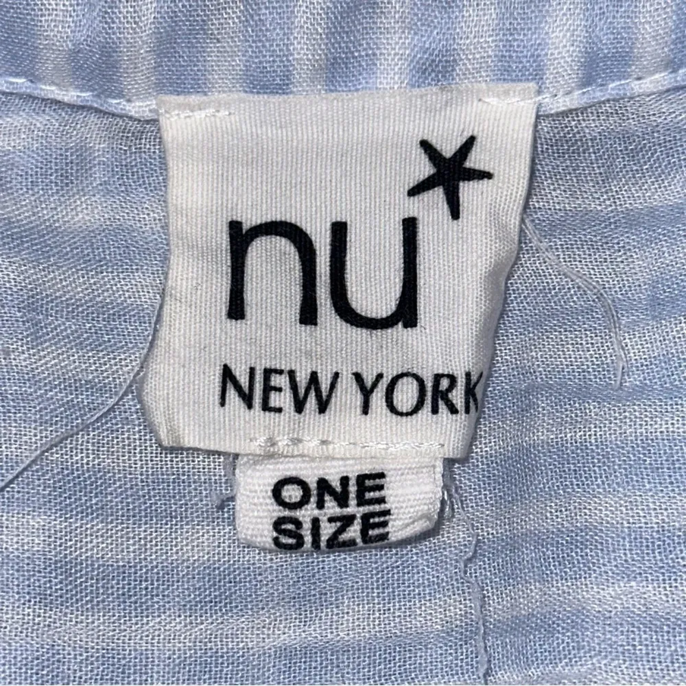 NU New York Women’s One Size Blue White Striped Cotton Viscose Button Up Shirt - Image 6