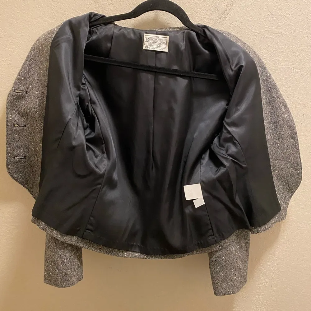 Miss Pendleton 100% Virgin Wool Gray Cropped Blazer Size 10 New Without Tag - Image 6