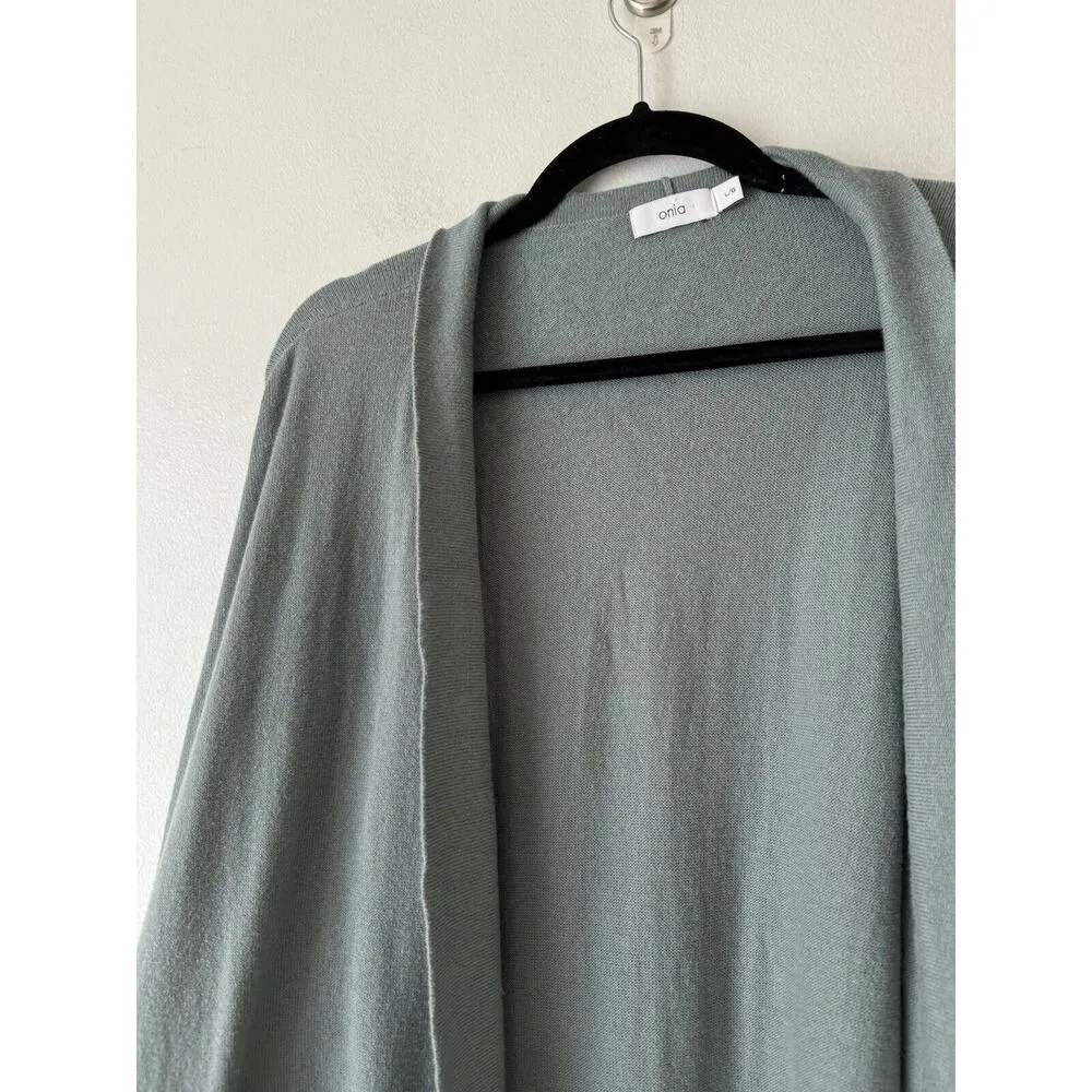 Onia Blue Gray Cashmere Blend Open Front Cardigan Women’s Size Large - Image 3