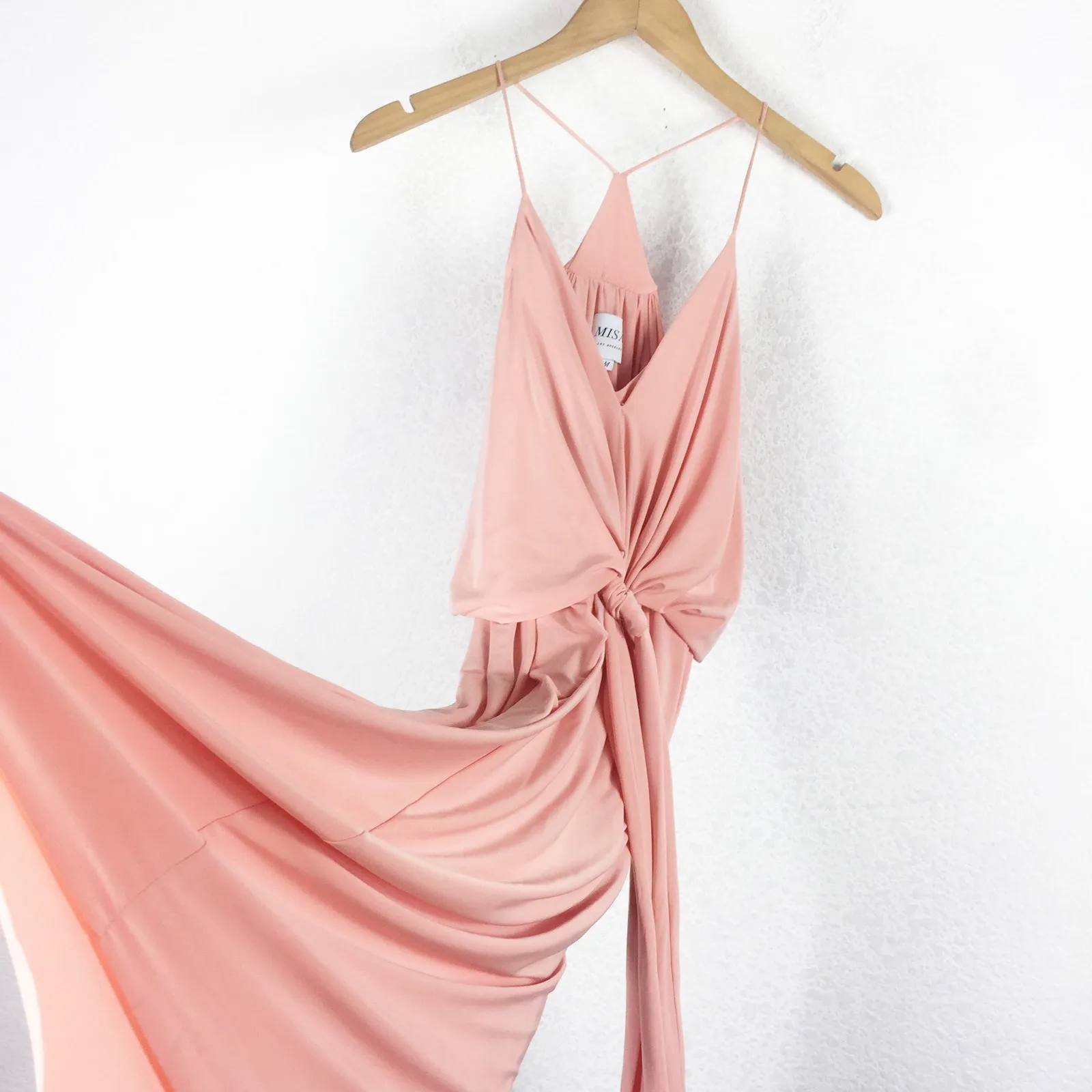 MISA Los Angeles Domino Draped Mini Dress Medium Coral Pink Jersey Cocktail - Image 12