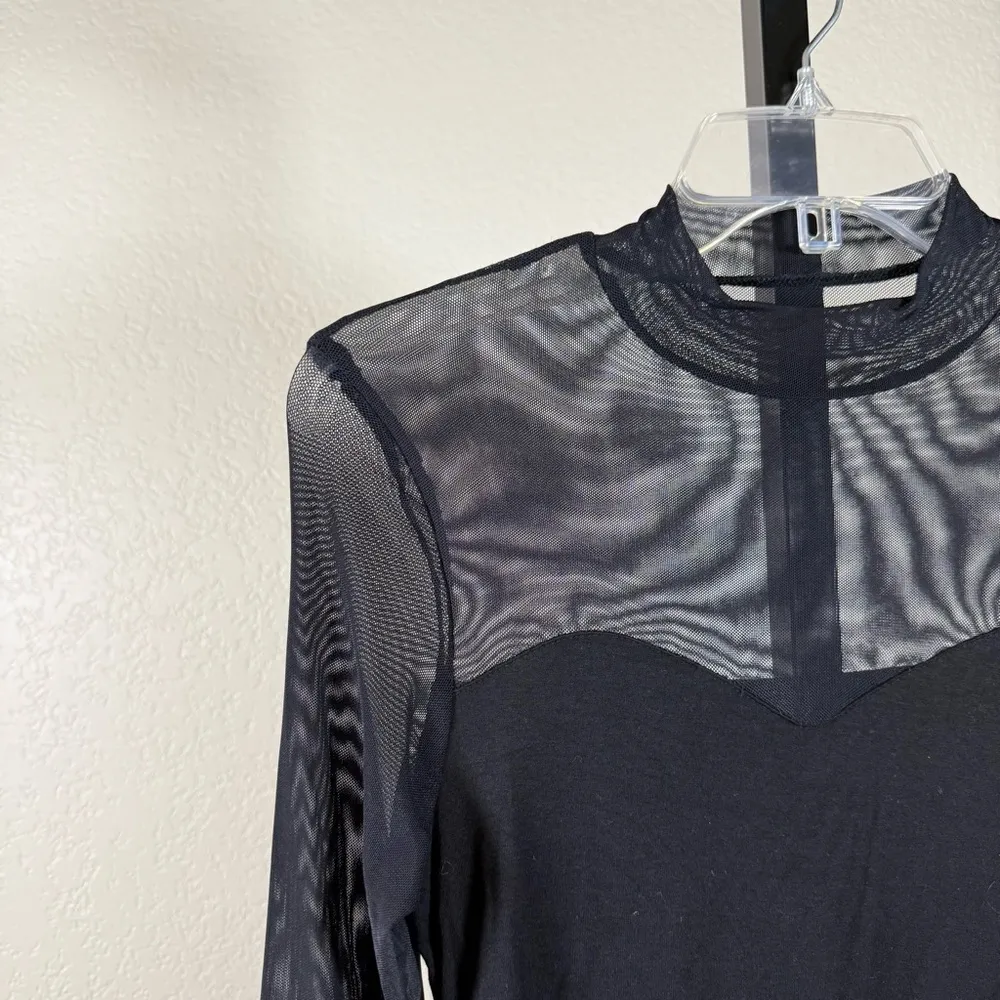 Black Sheer Mesh Crop Top Small Clubwear Gothcore Festival Goth Sweetheart Rave - Image 6