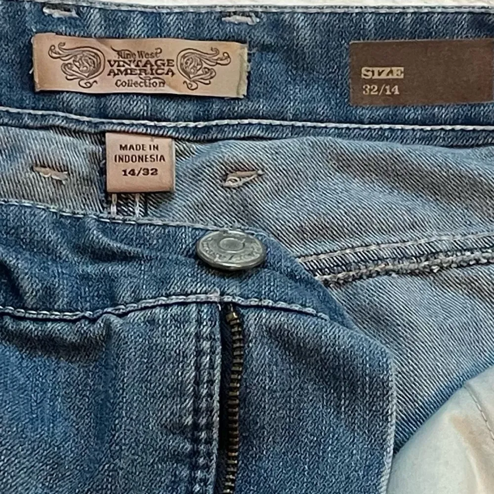 Nine West American Vintage Denim Mini Skirt Medium Wash Stretch Mid Rise Sz 14 - Image 6