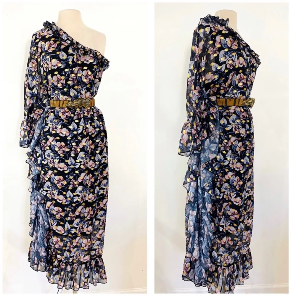 Dalia Macphee beautiful one-shoulder floral maxi dress NWT - Image 5