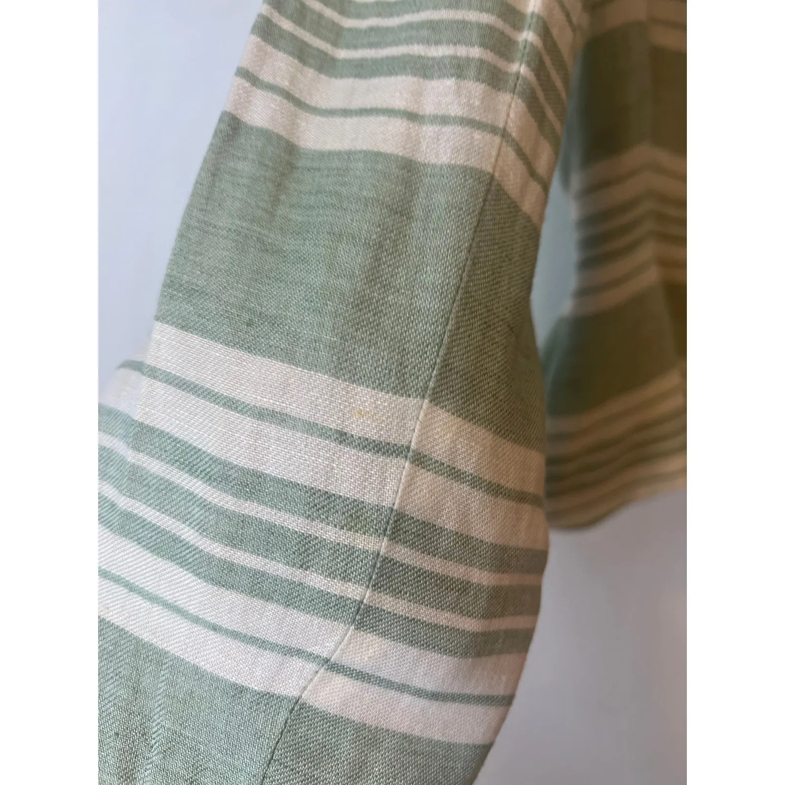 Vintage Women’s French Style Elegant Striped Linen Blazer Spring Summer Small - Image 9