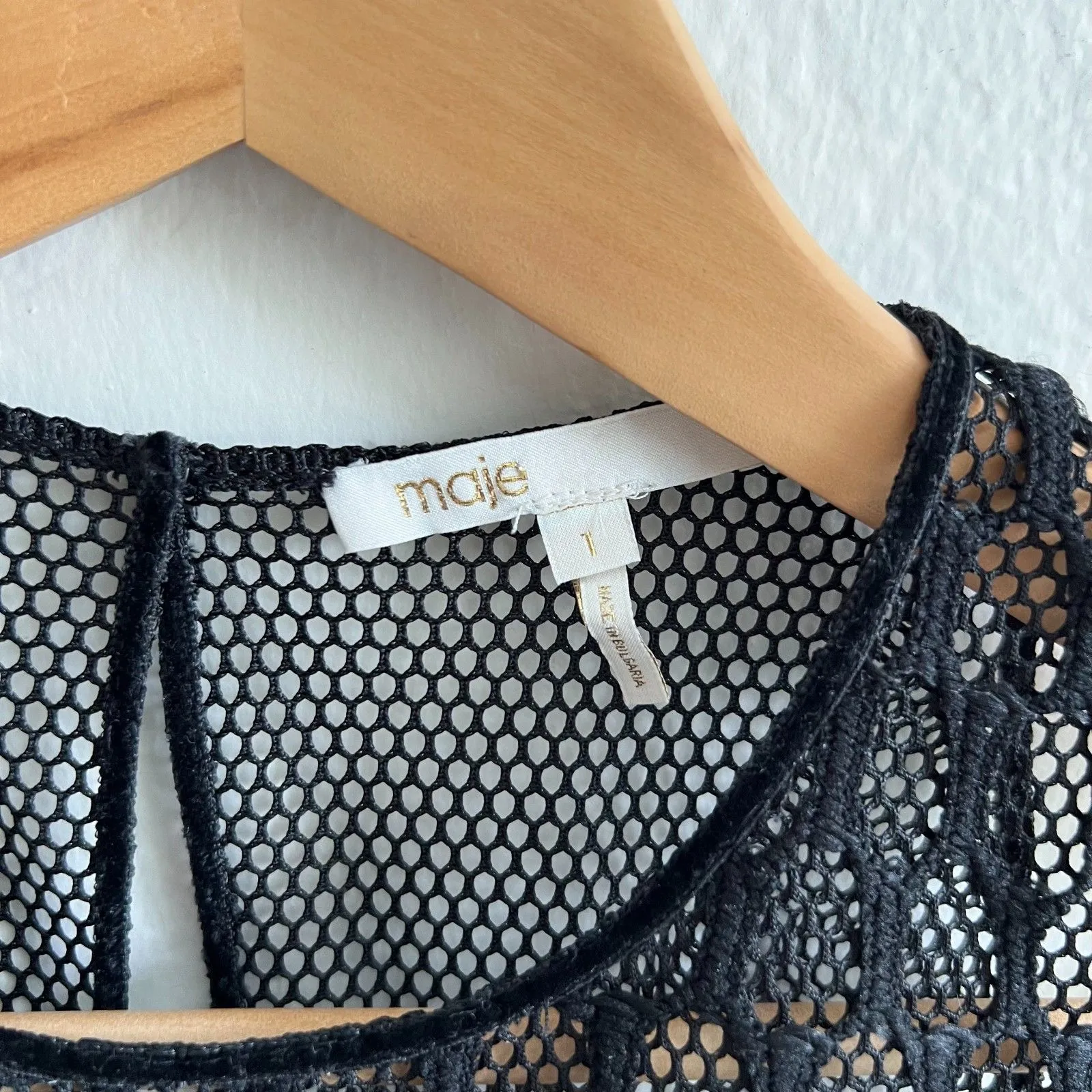 MAJE Black Lou Honeycomb Sleeveless Scoop Neck Blouse Top Chic Womens 1 XS - Image 3