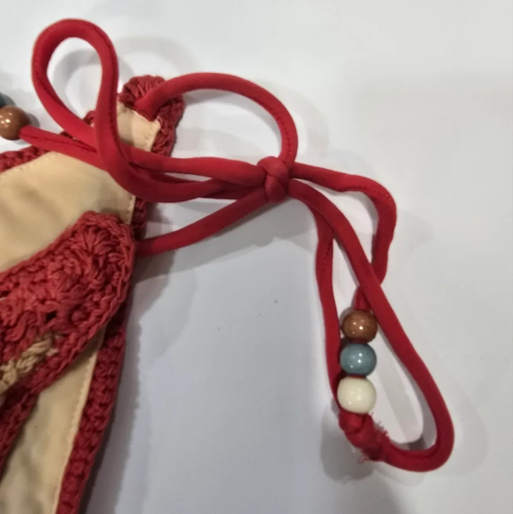 It's Now Cool Crochet Tie Bikini Bottom in Nirvana Red - Image 4