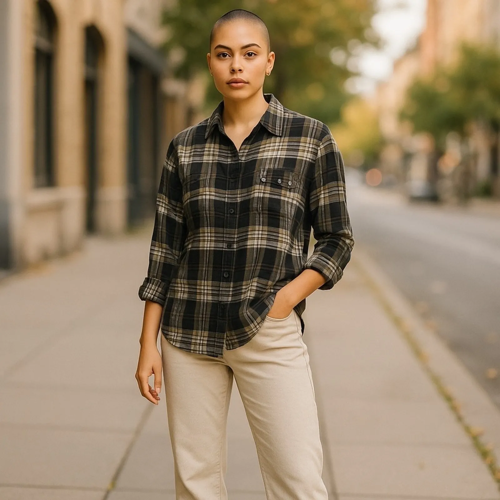 Charlotte Russe Y2K Grunge Studded Plaid Flannel Button Up Shirt Medium - Image 14