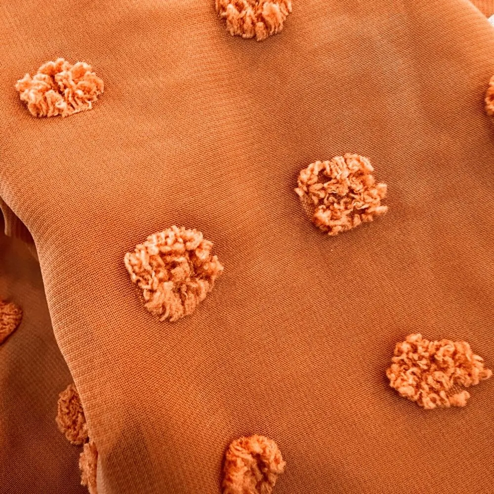 Plus 2X Spice Brown Rust Colored Ruffle Cap Sleeve Blouse Textured Dots Pattern Orange - Image 4