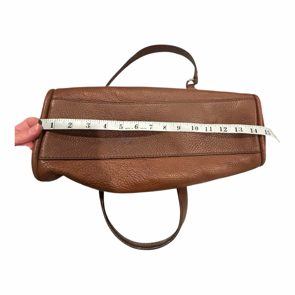 UGG Brown Pebbled Leather Shoulder Bag Gold Hardware Zip Top - Image 9