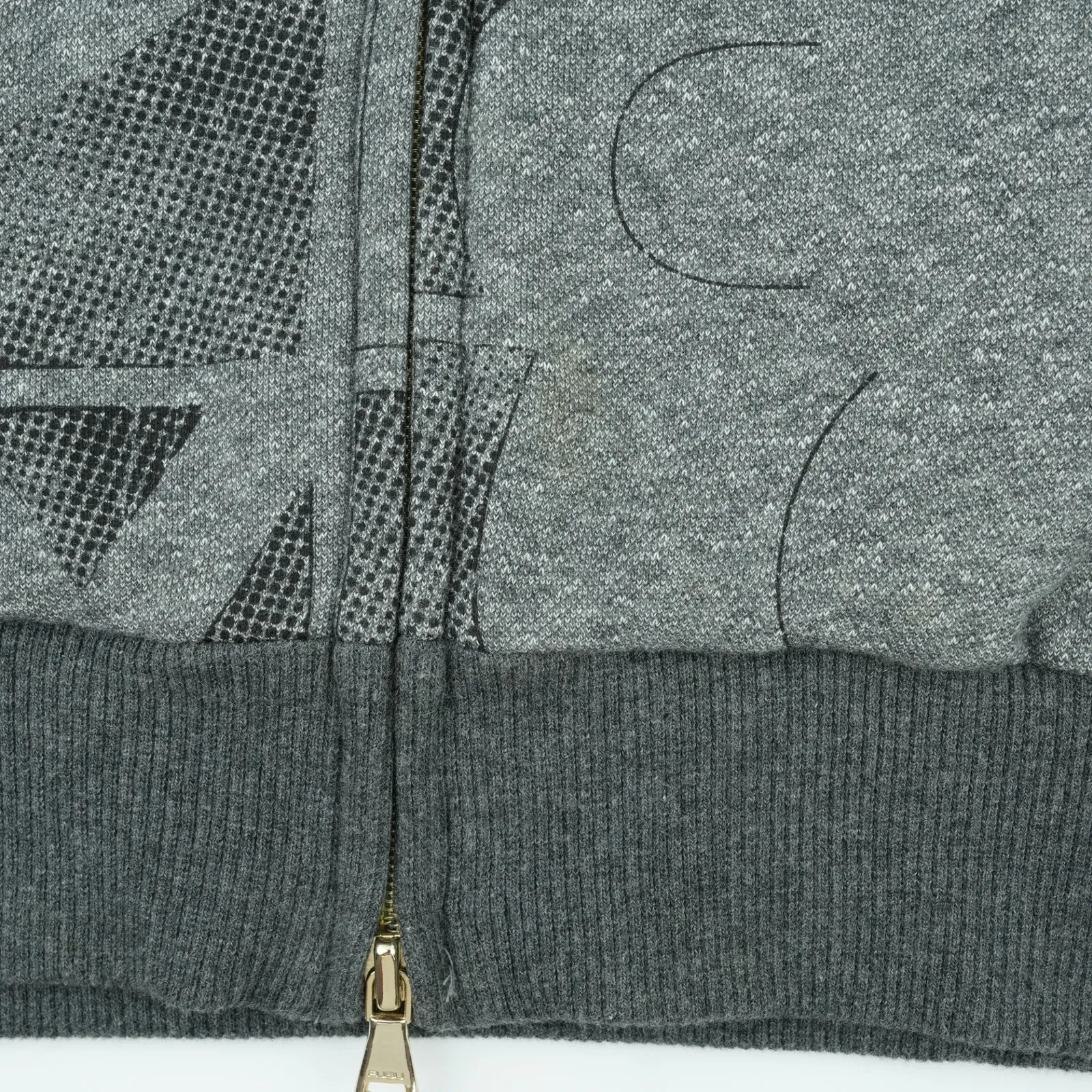 Vtg Fubu NYC 1992 Collection Hoodie Womens S Gray Allover Print Full Zip Y2K - Image 7