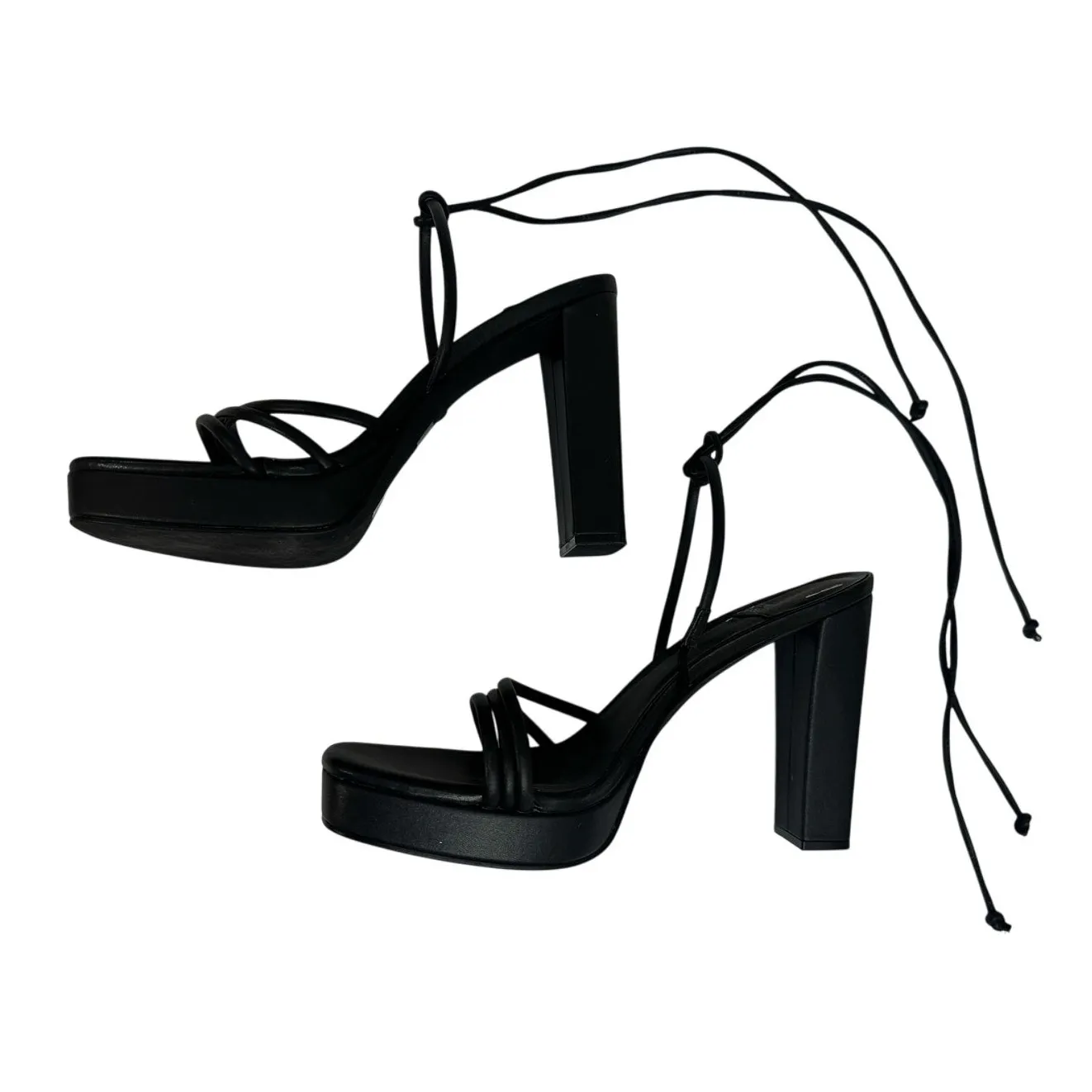 Jeffrey Campbell Platform Heels Black Presecco Sandal Platform Ankle Tie size 10 - Image 4