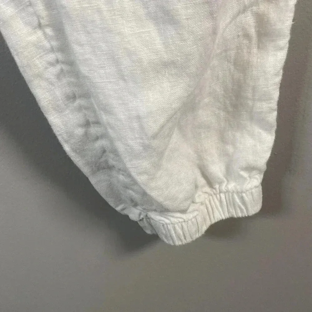 Athleta Cabo Linen‎ Jogger Pants Women's Size 12 White Pull On Elastic Pockets - Image 4