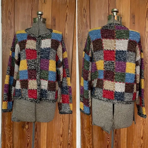 Vintage Jane’s Closet Patchwork Cardigan Cottage Core Granny Square Sweater ~M Red Size M - Image 2