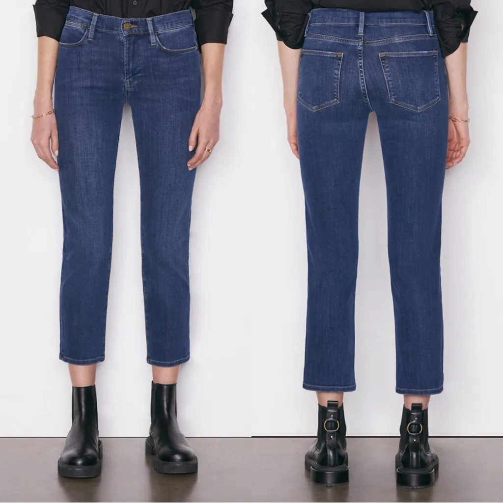 FRAME • Le High Straight jeans slim dark wash Dublin blue tomboy ankle crop - Image 5