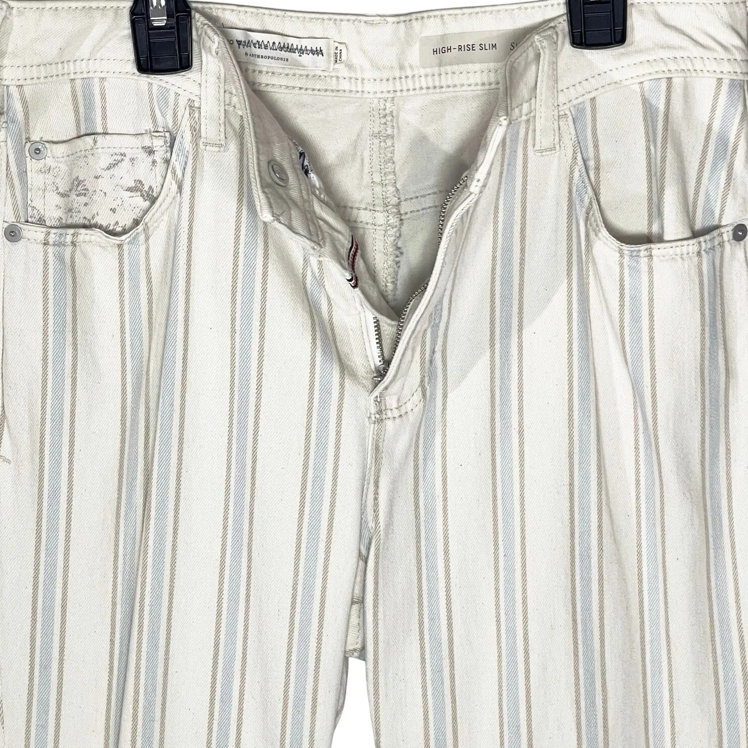 ANTHROPOLOGIE PILCRO Women’s Kenna Cream Striped Floral Slim Pant - Image 3