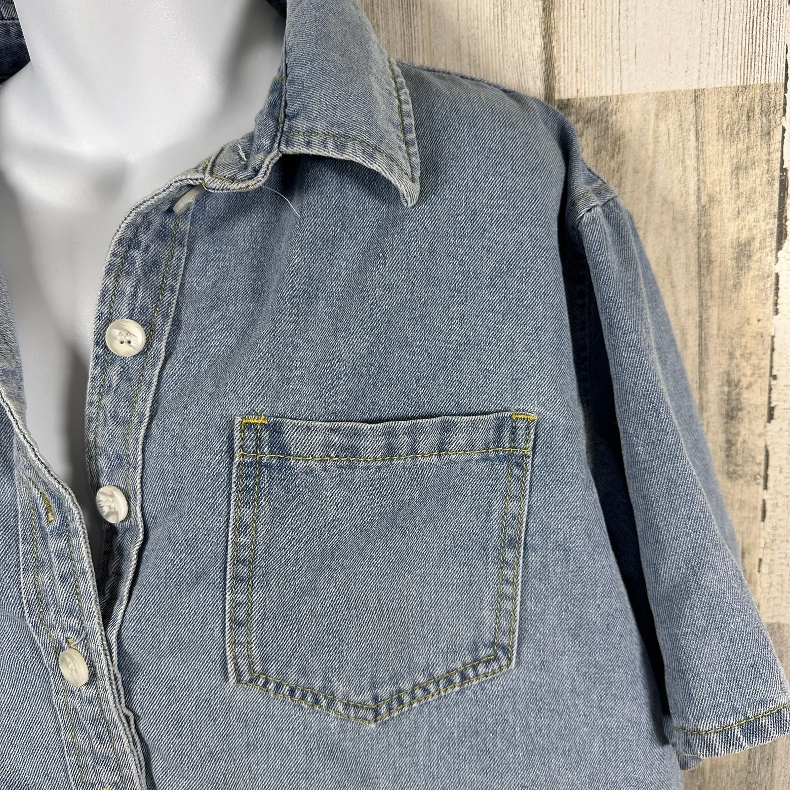 Mable Denim Jacket S | Cropped Light Wash | Button Front | Boxy Fit | MSRP $45 Blue - Image 5