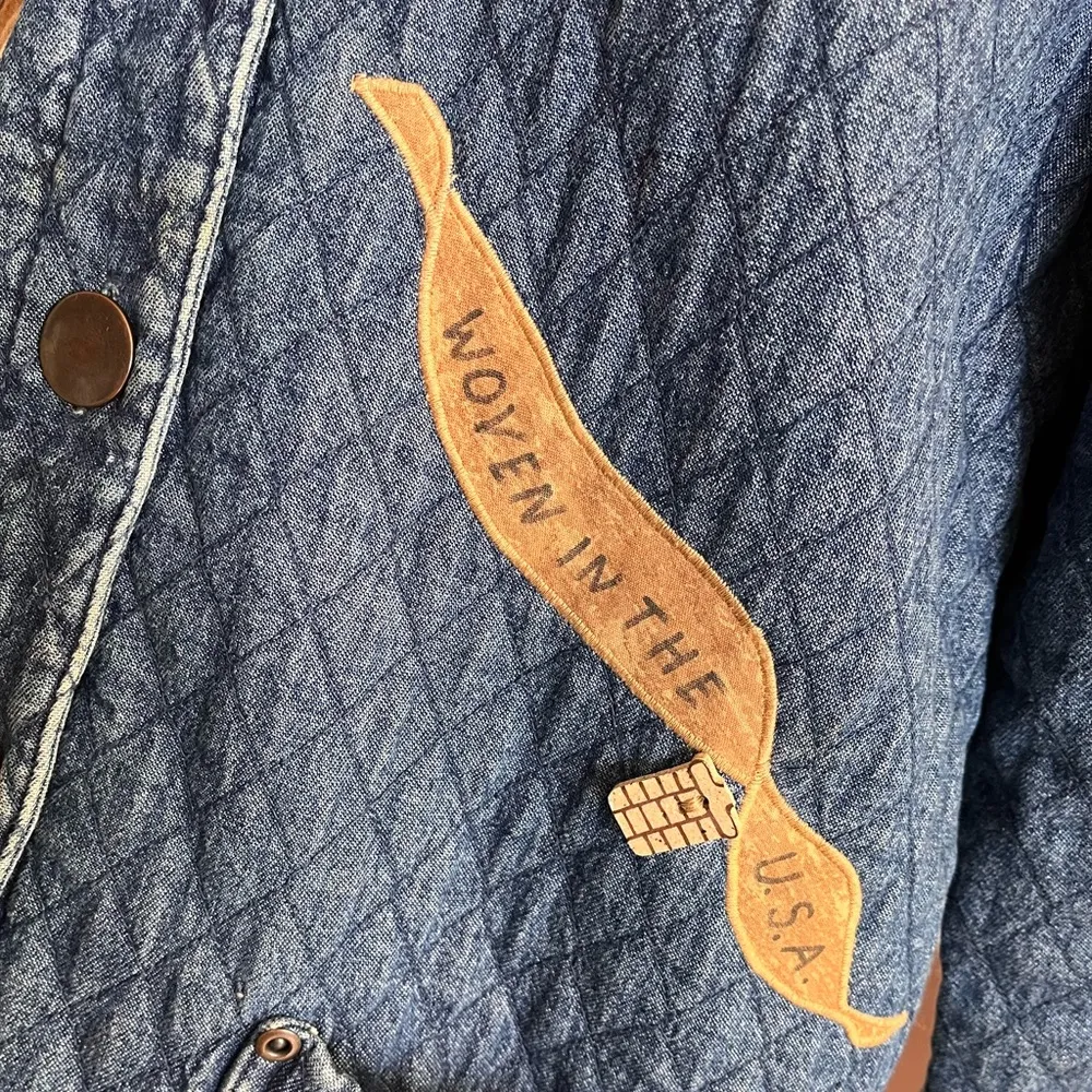 Haik’s Vintage Denim Barncoat Quilted Jacket Coat Embroidered Patches S Small Blue - Image 6