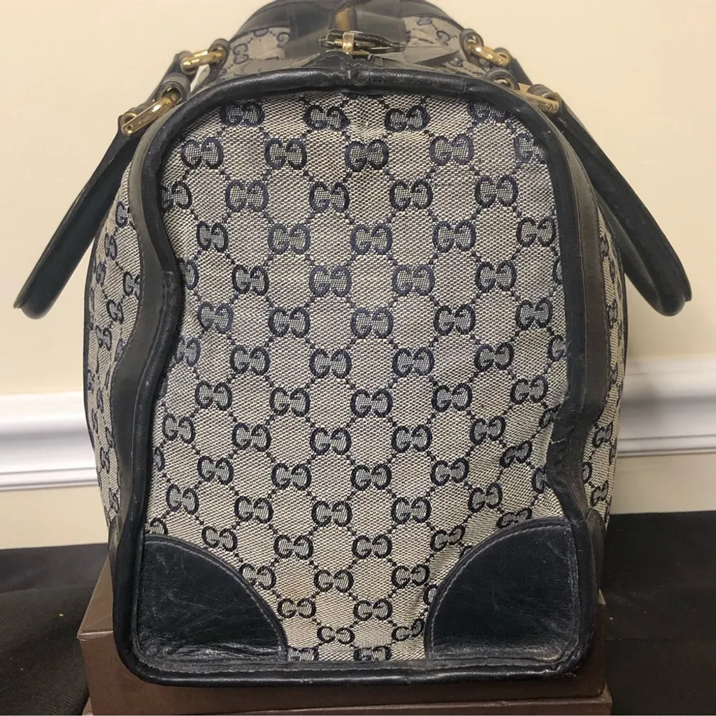 GUCCI GG Supreme Boston Fully Lined Top Handle Duffle Bag Gucci Dusty - Image 13