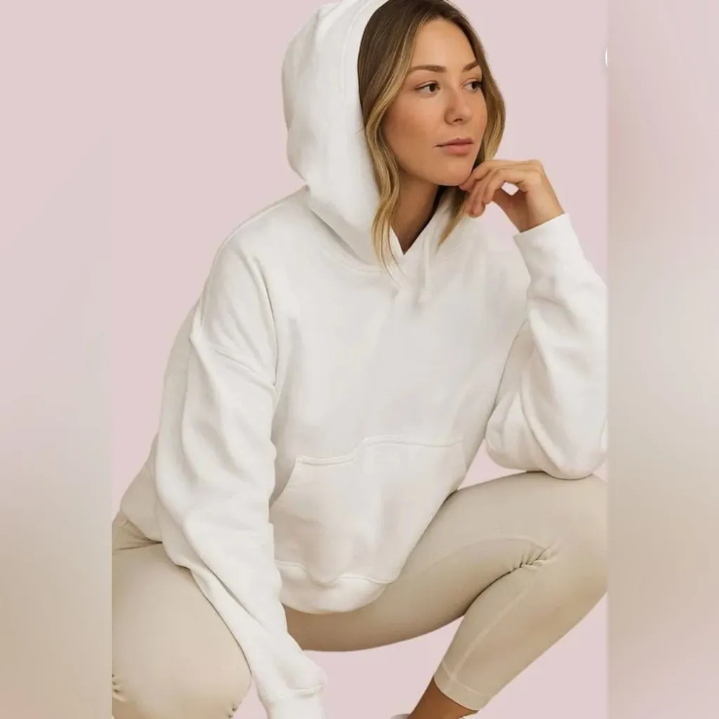 TNA Sweatfleece Boyfriend Fit Hoodie White Small NWOT - Image 2