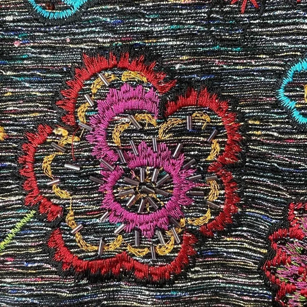 Vintage Chico's Design Silk Blend Embroidered Button Down Jacket Size 1 Medium - Image 9