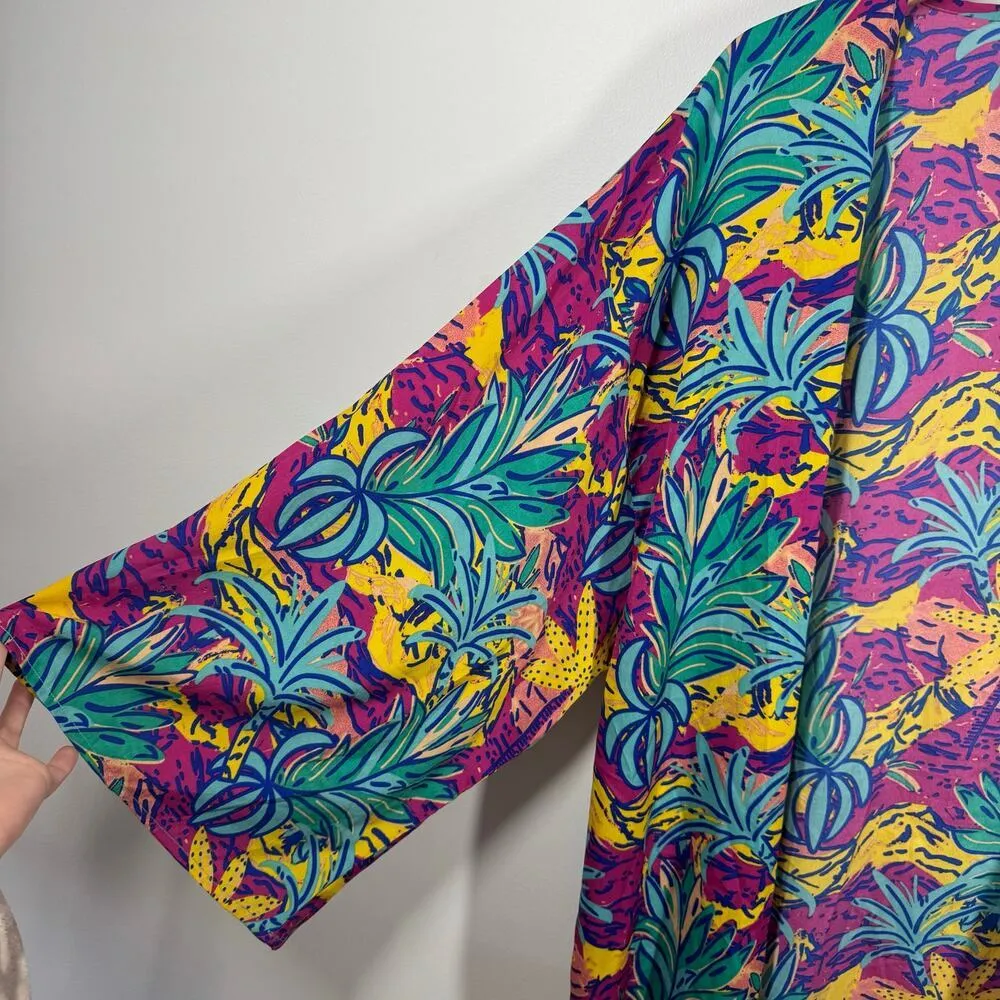 World Market Women Bright Abstract Print Kimono Open Front Cover Up Duster Artsy Blue Size undefined - Image 3