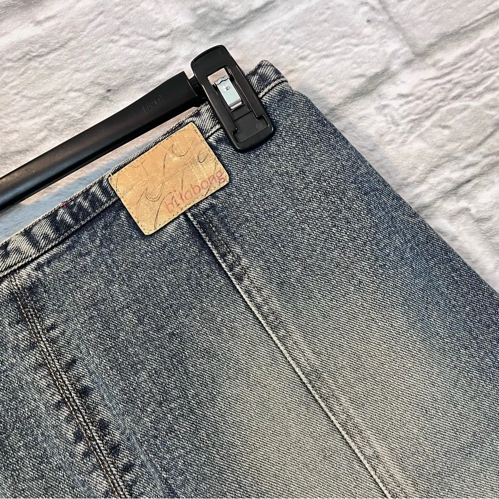 Vintage  Sample Blue Fade Denim Flare A-Line Skirt Size 5 - Image 7